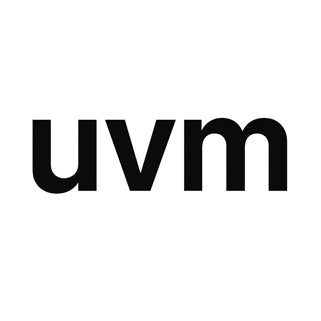 einfacher text mit uvm und transparentem oder weissem hintergrund